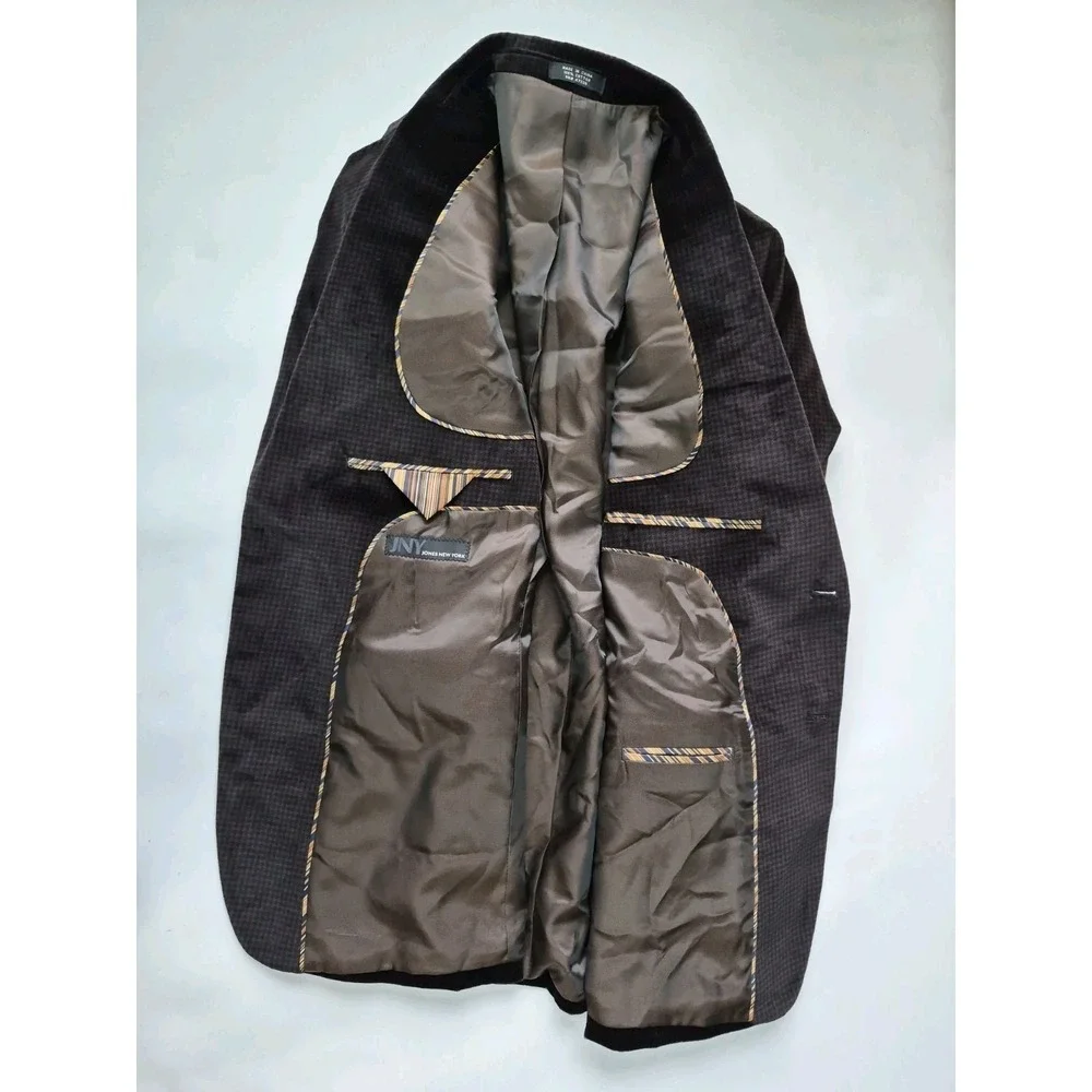 Jones New York Mens Sports Coat 42S Dark Brown Velvet 2 Button Blazer J701